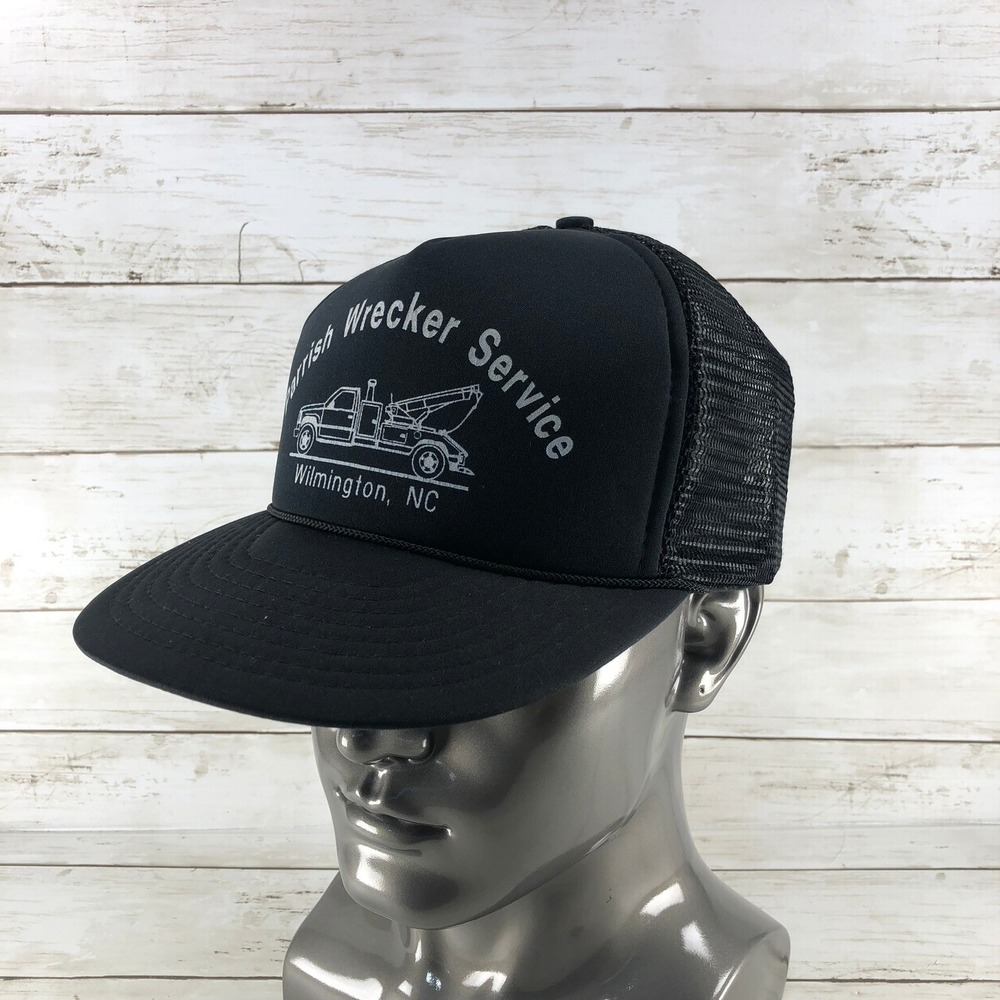 Vintage Cobra Caps Parrish Wrecker Service Trucker Hat Black Snapback NC